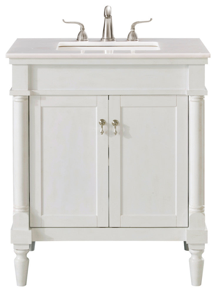 Lewis 30" Single Bathroom Vanity Set, Antique White