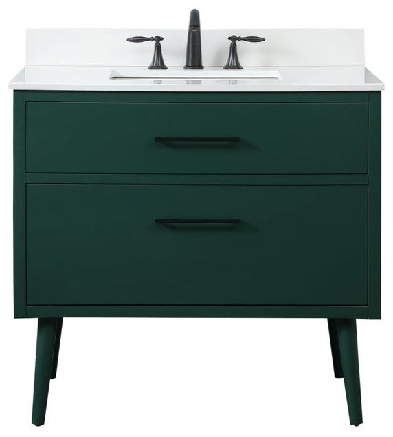 Elegant VF41036MGN-BS 36"Bathroom Vanity, Green With Backsplash