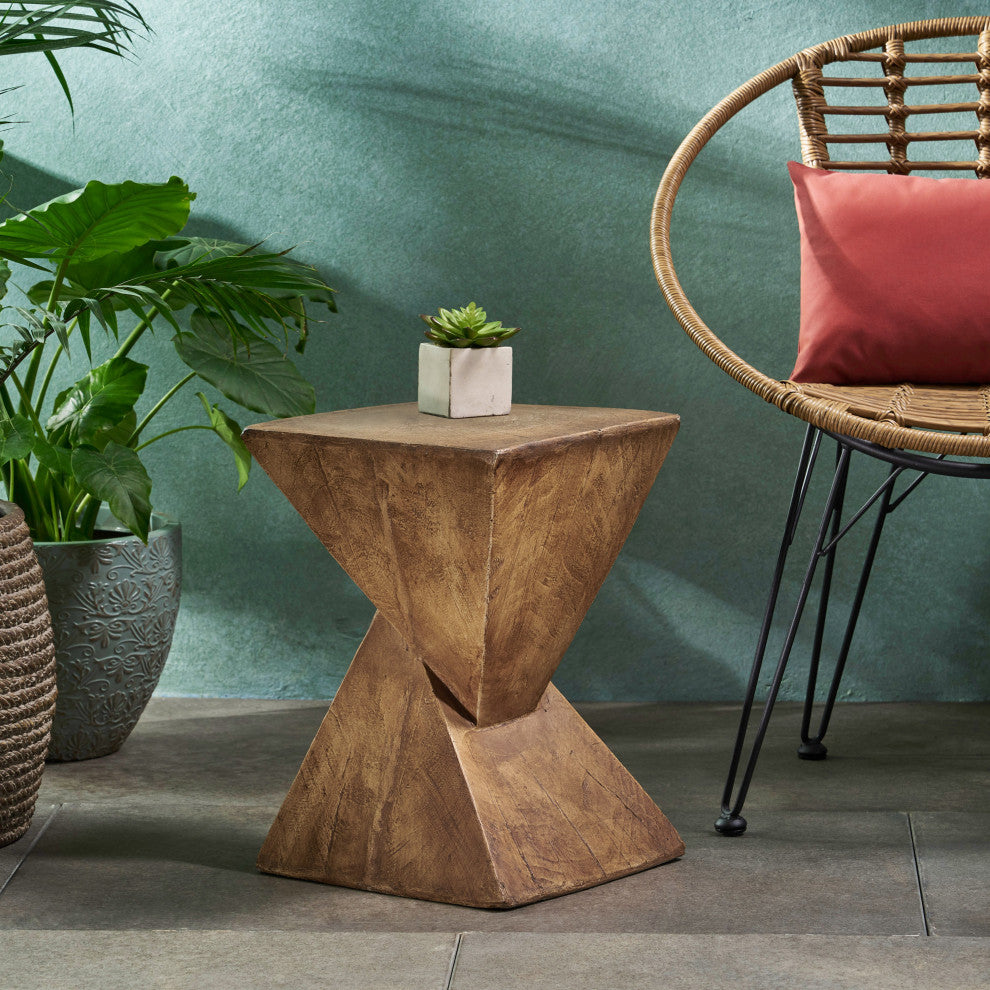 GDF Studio Jerod Indoor Lightweight Concrete Accent Table, Natural