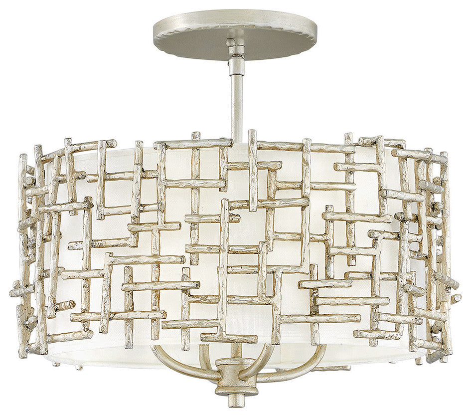 Fredrick Ramond Farrah Large Convertible Drum Pendant, Silver Leaf*