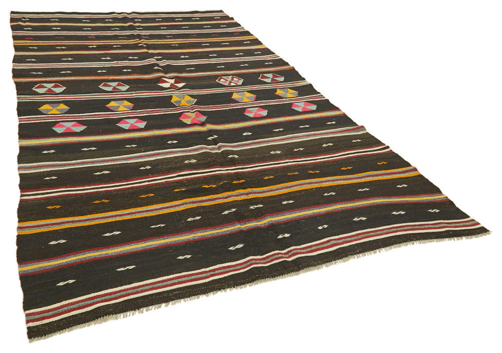 Rug N Carpet - Handmade Anatolian 6' 6'' x 11' 4'' Vintage Goat Hair Kilim Rug