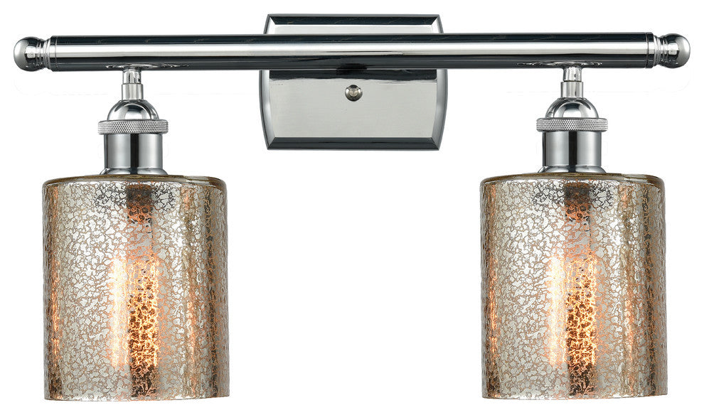 Cobbleskill 2-Light Bath Fixture, Mercury Glass, Polished Chrome