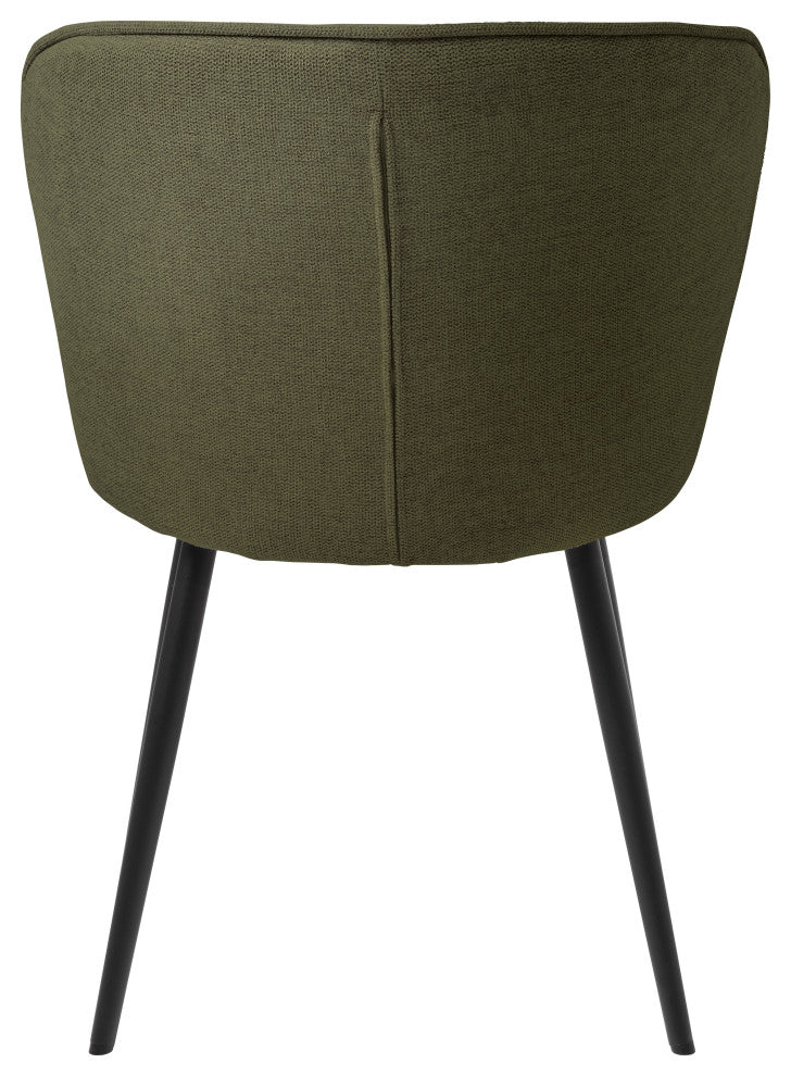 Upholstered Scoop Back Dining Chair, Set of 2, Olive Green