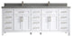 Cambridge 84 Double Sink Bath Vanity in White 2" Piatra Gray