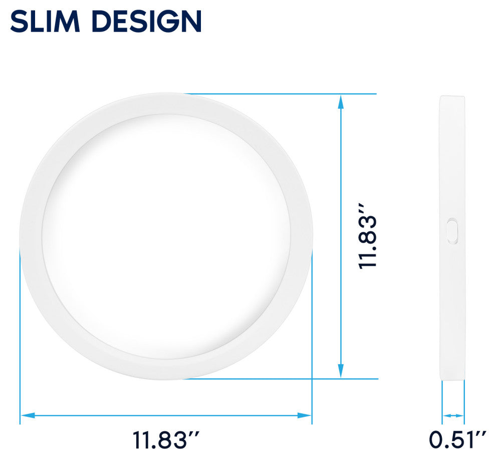 Luxrite 12" LED Flush Mount Ceiling Light 22W 5CCT 1600LM 2-Pack