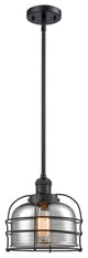 Large Bell Cage 1-Light Mini Pendant, Matte Black, Plated Smoke