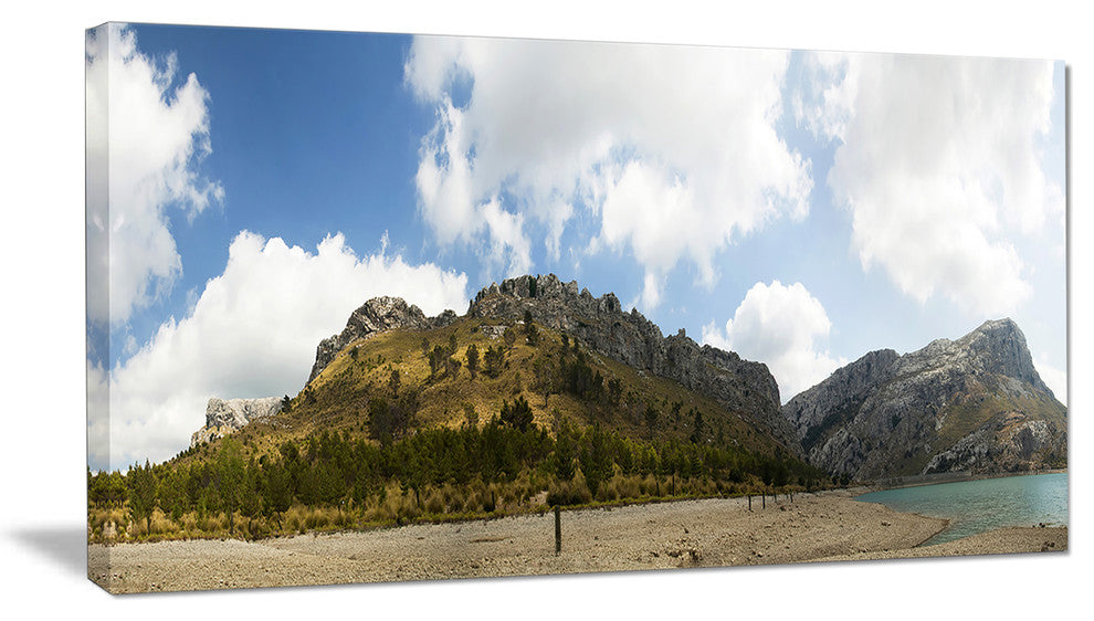 Lake and Clouds Panorama, Landscape Canvas Art Print, 32"x16"