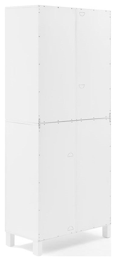 Crosley Furniture Cassai MDF Wood and Tempered Glass Tall Storage Pantry - White