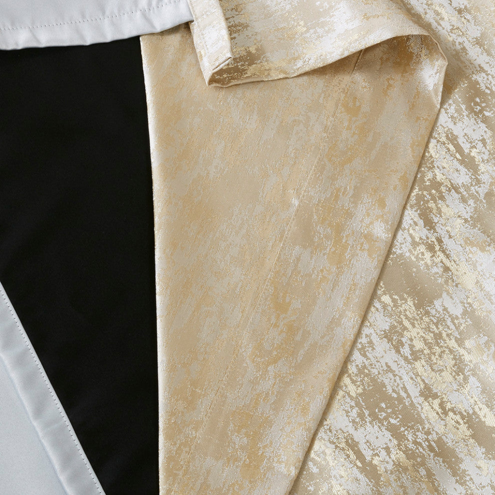 SunSmart Cassius Marble Total Blackout Window Curtain, Gold, Gold, Panel - 95"