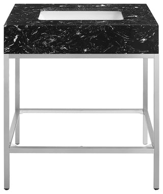 Marmo Bathroom Vanity, Black, 30" Wide, Satin Chrome Finish