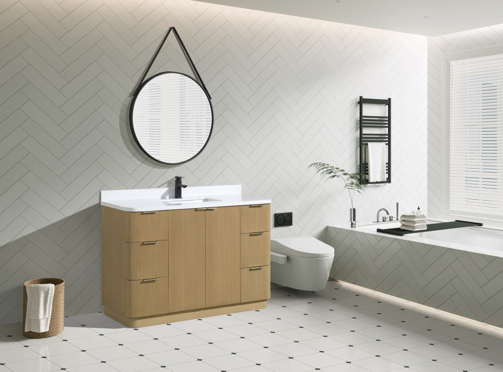 Ari Kitchen and Bath Calamigo 48" Freestanding Bathroom Vanity Oak