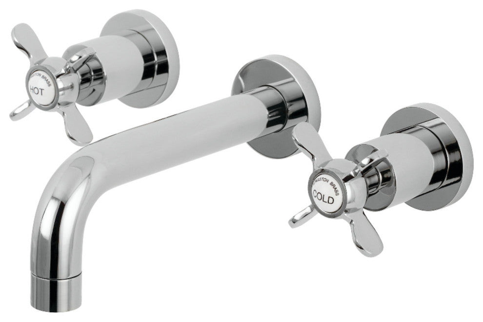 Kingston Brass KS8121BEX 2-Handle 8" Wall Mount Bathroom Faucet, Polished Chrome