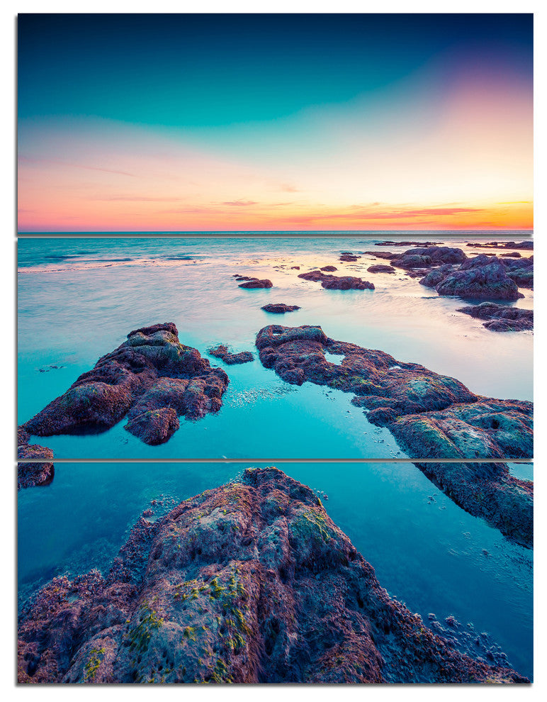 "Blue Sicily Island" Photography Canvas Art Print, 3 Panels, 28"x36"