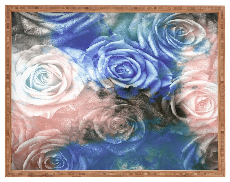 Caleb Troy Wintertide Roses Rectangular Tray, 18"x14"