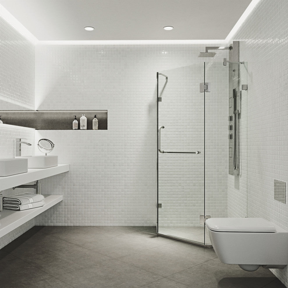 VIGO Piedmont Frameless Hinged Neo-Angle Shower Enclosure, Chrome, 38" D X 38" W, Without Base
