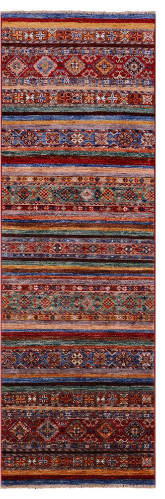 2' 7" X 7' 11" Runner Super Kazak Khorjin Handmade Rug Q5706