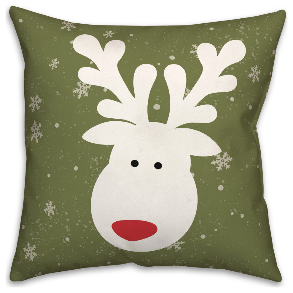 Dark Green Reindeer 16x16 Spun Poly Pillow
