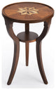 24" Brown And Olive Ash Manufactured Wood Round End Table With Shelf