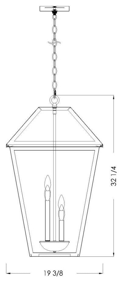 Zlite 579CHXLX-BK 4-Light Outdoor Chain Mount Ceiling Fixture, Clear Beveled