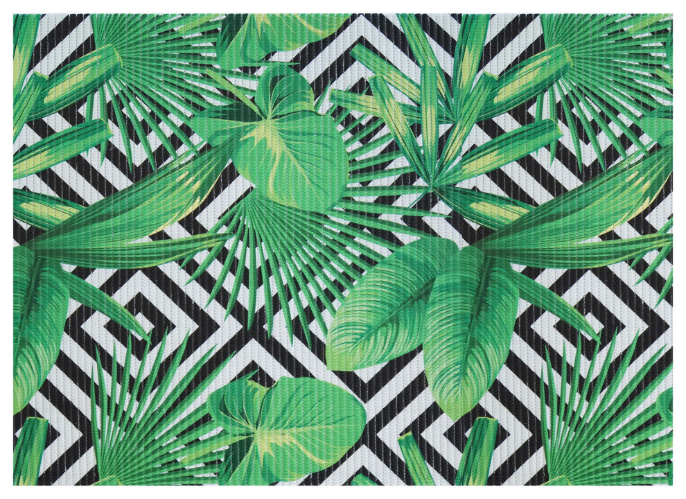Leaf PVC Bathroom Mat, Green, 26" x 39", Covers 6.9 sq ft