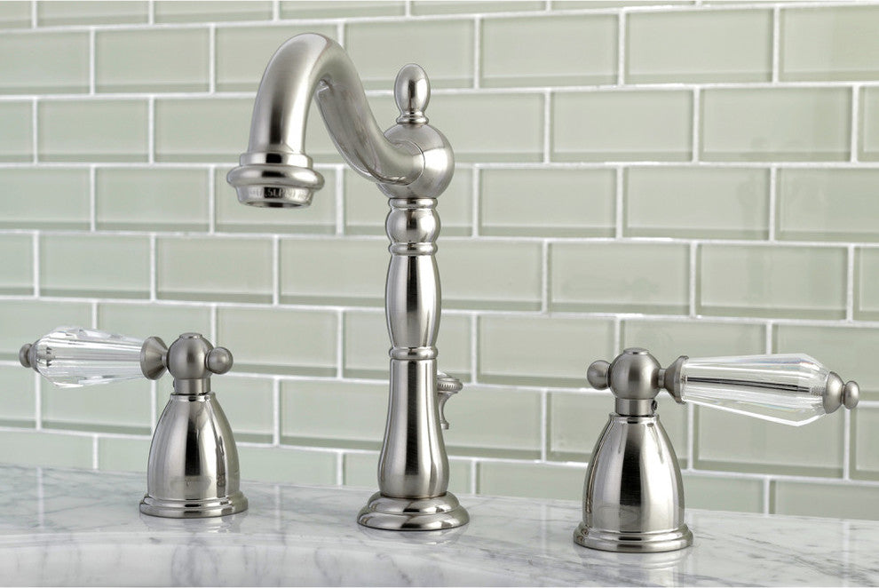 Kingston Brass Widespread Bathroom Faucet With Brass Pop-Up, Brushed Nickel