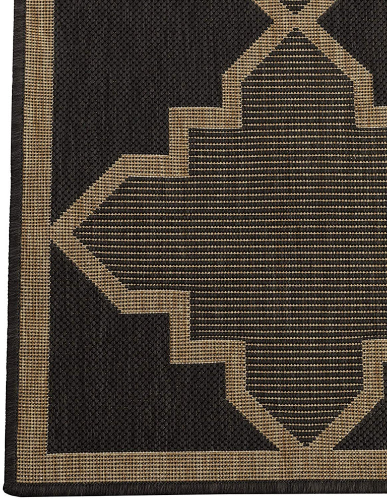 Outdoor Collection Trellis Diamond Rug Geometric Rug, Charcoal, 5'3"x7'6"