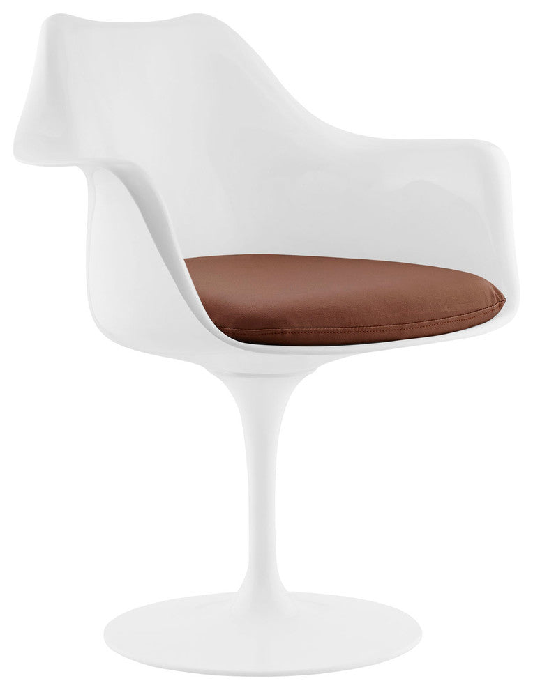 Modern Urban Contemporary Dining Vinyl Armchair, Tan Plastic