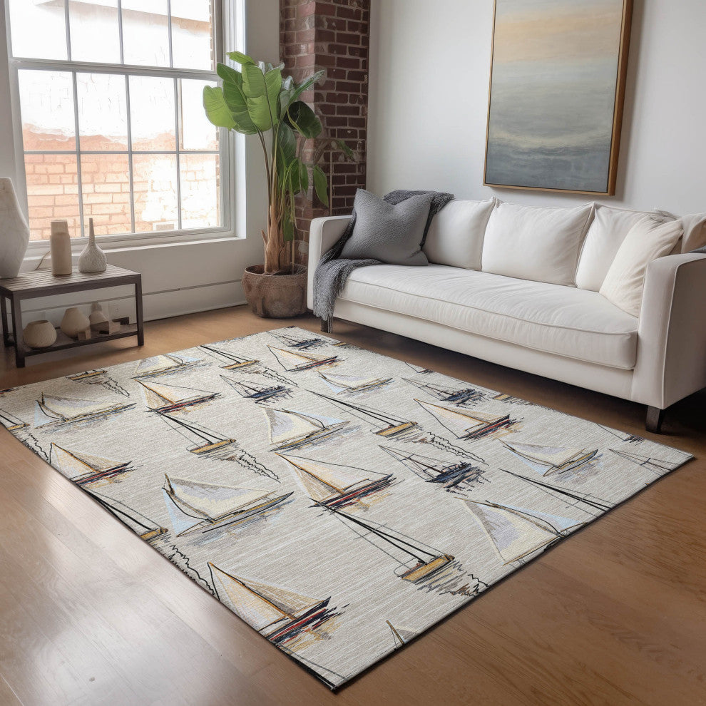 Addison Premium Washable Mayfield AMF153 Ivory 3' x 5' Rug
