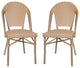 Set of 2 Indoor Outdoor Dining Chair, Woven Rattan Seat & Back, Natural & White