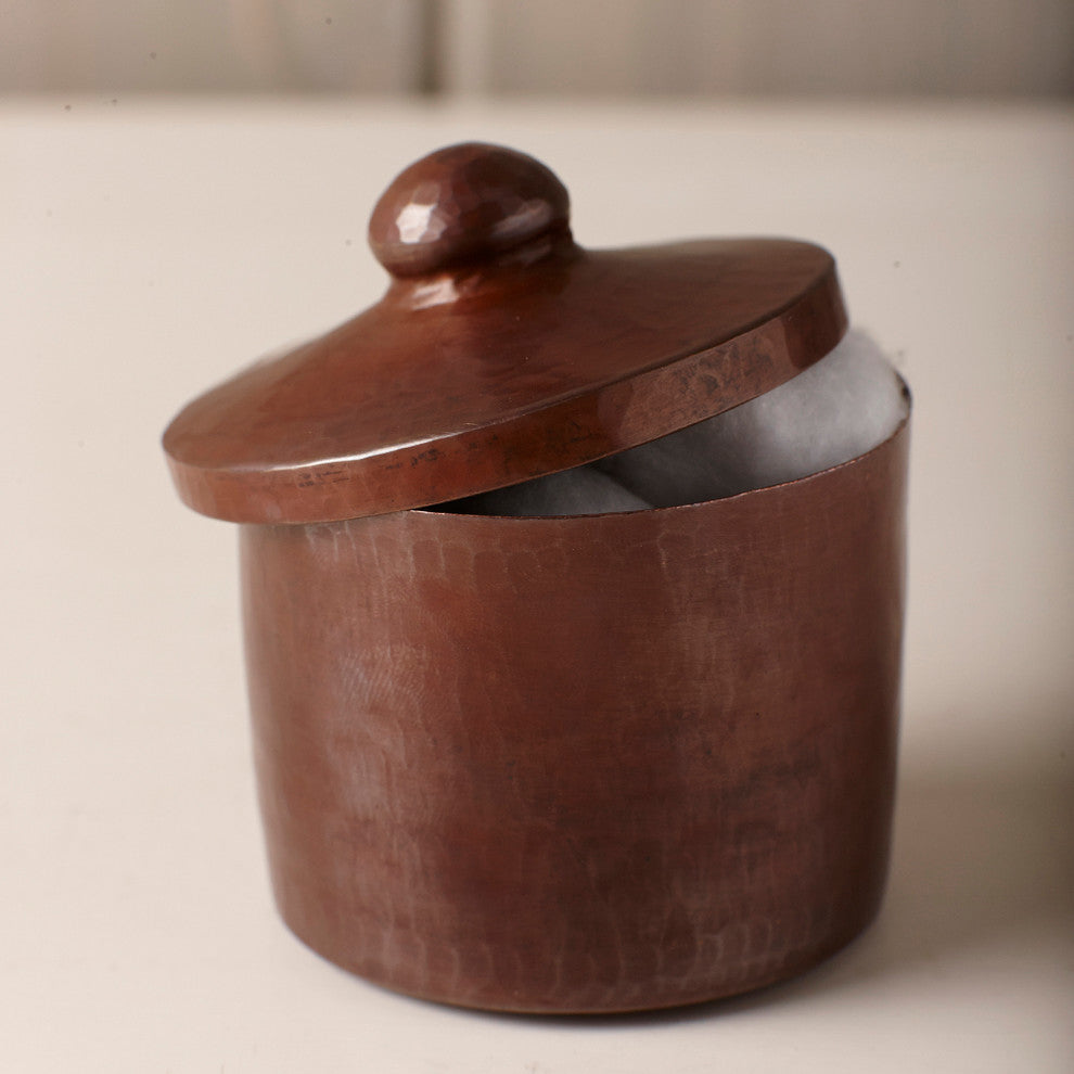 Hammered Copper Canister for Bathrooms, Antique Copper, 3"