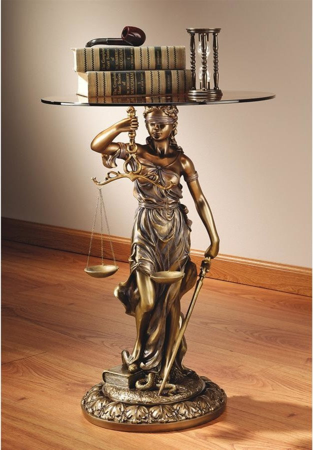 Blind Justice Glass Topped Table