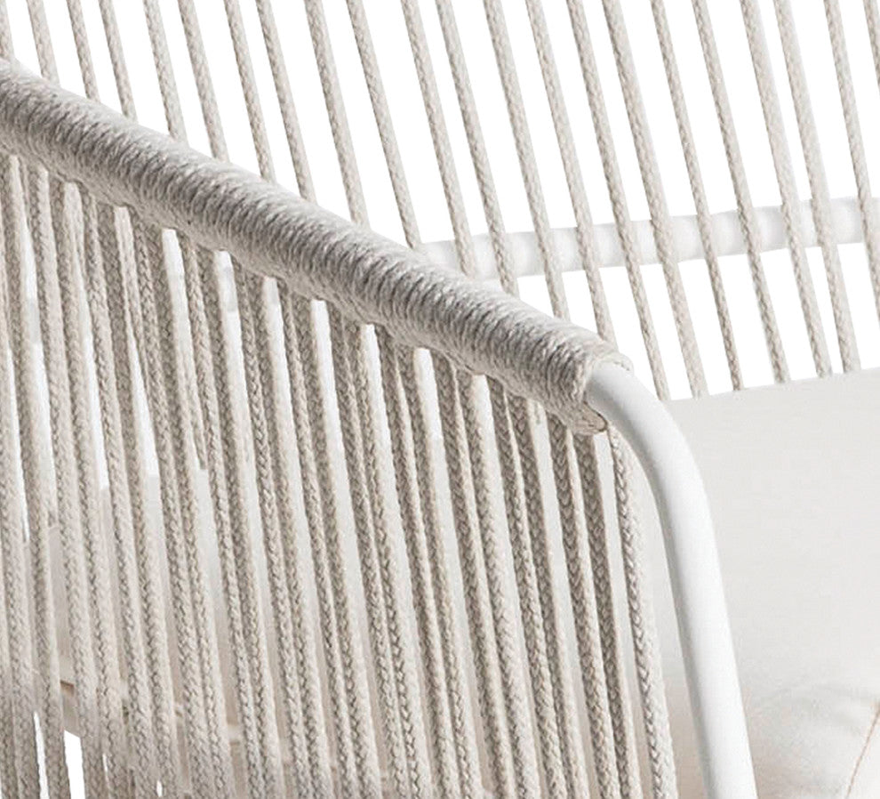 OASIQ SANDUR Barstool, Rope: White, Cushions: Latern Slate, Frame: White