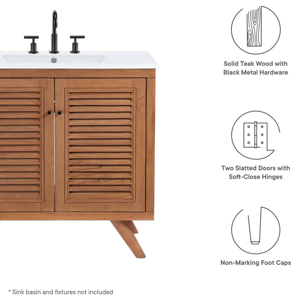 Birdie 36" Teak Wood Bathroom Vanity Cabinet (Sink Basin Not Included) - Natural