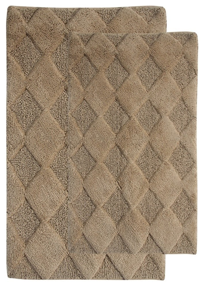 Bath Rug Cotton, 2 Piece, 34"x21" and 36"x24", Beige, GSF 210, Charlotte