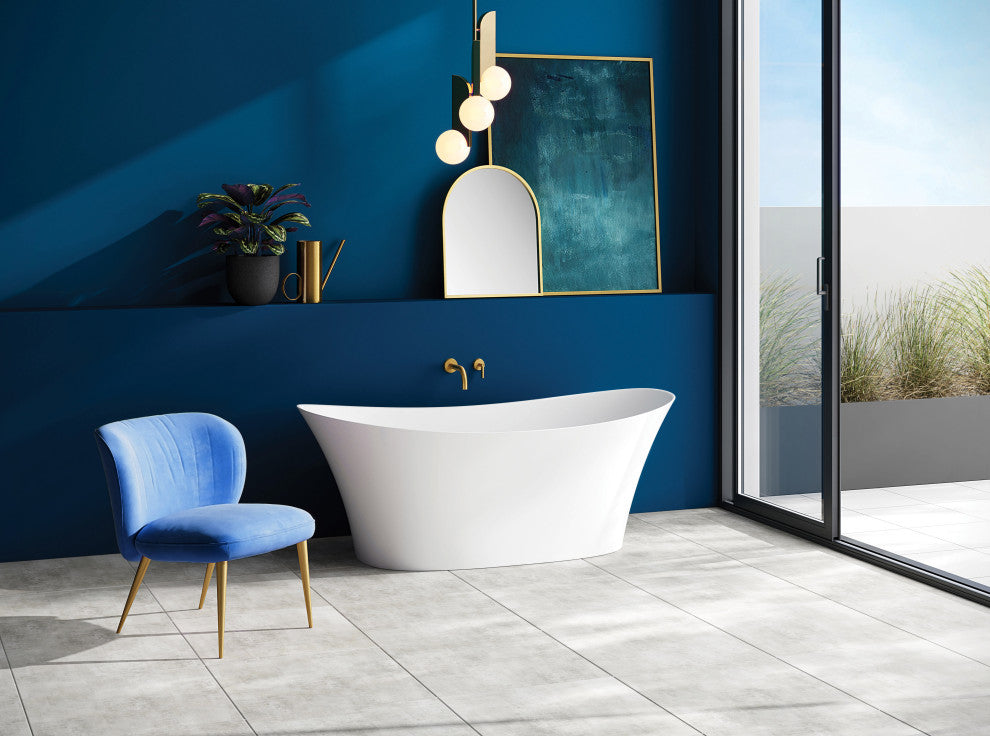 Perlato Alessandria 68" Eco-Lapistone Soaker Tub, White