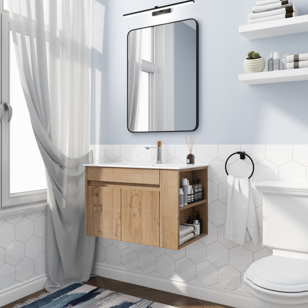 BNK 30x18 Bathroom Vanity With Adjustable Shelf, White Top