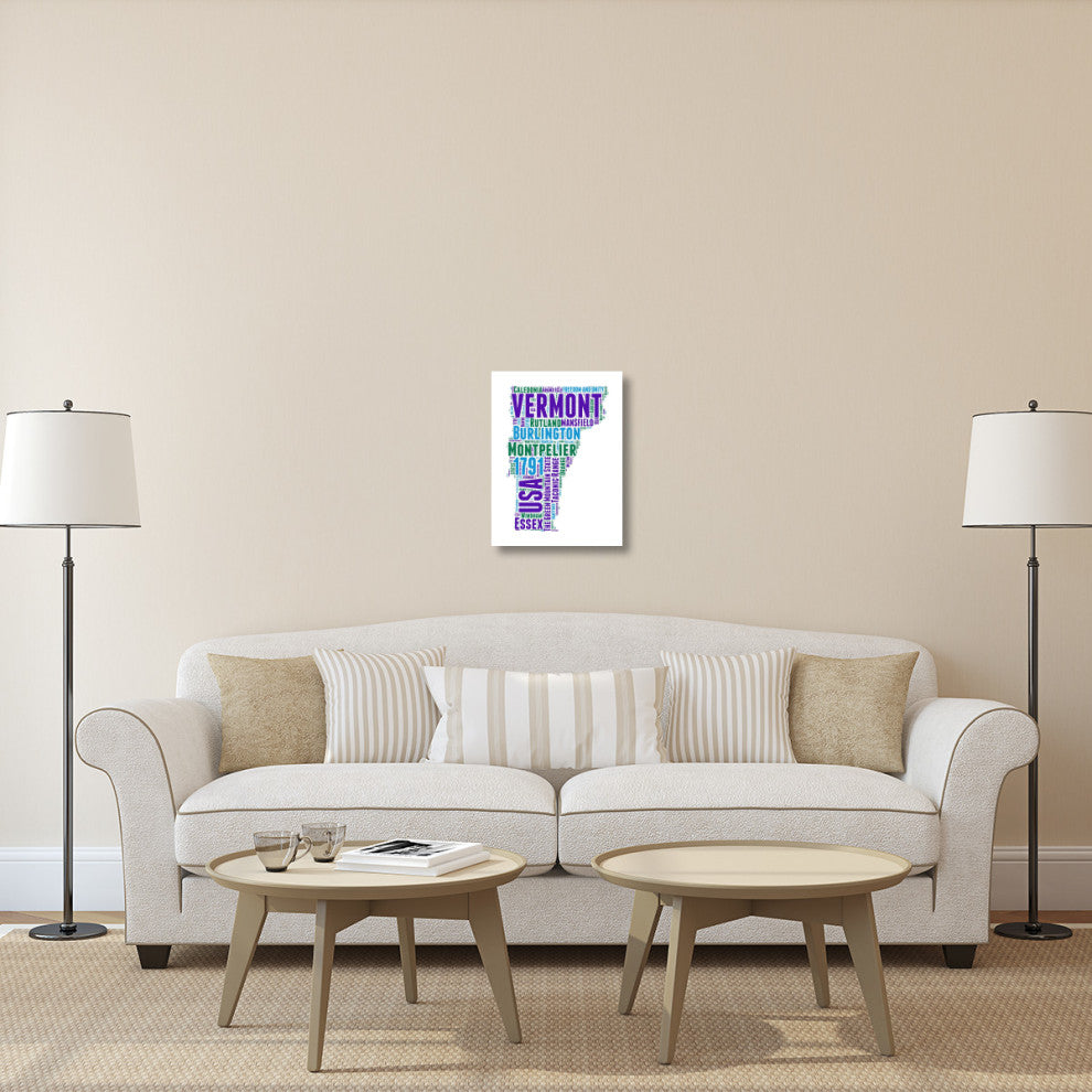 "Vermont Word Cloud Map" Fine Art Print