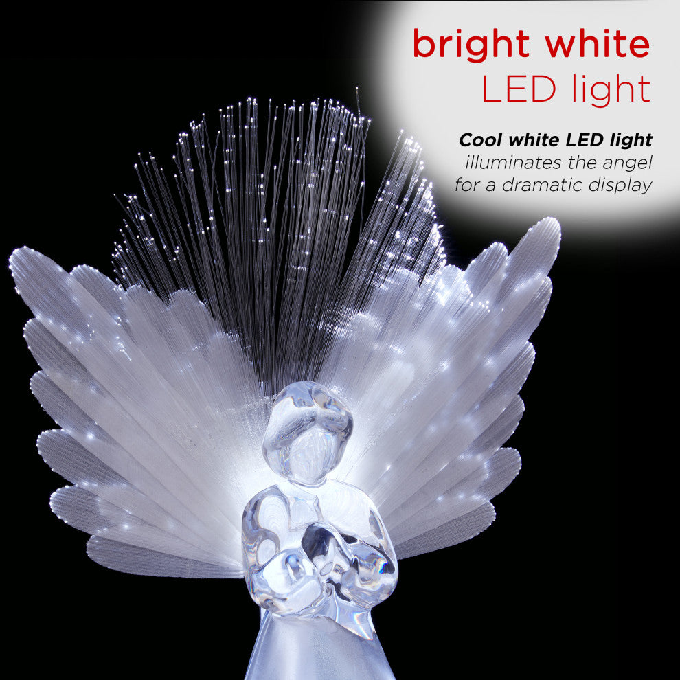 Angel Tree Topper with Fiber Optic Wings and LED Lights