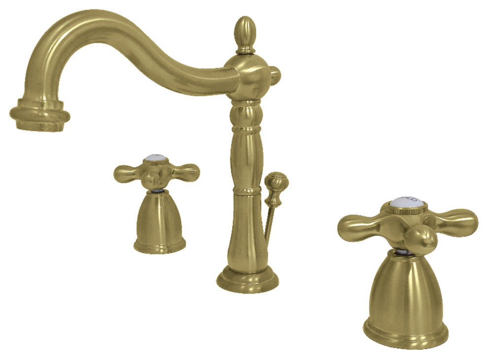 Kingston Brass Widespread Bathroom Faucet With Brass Pop-Up, Brushed Brass