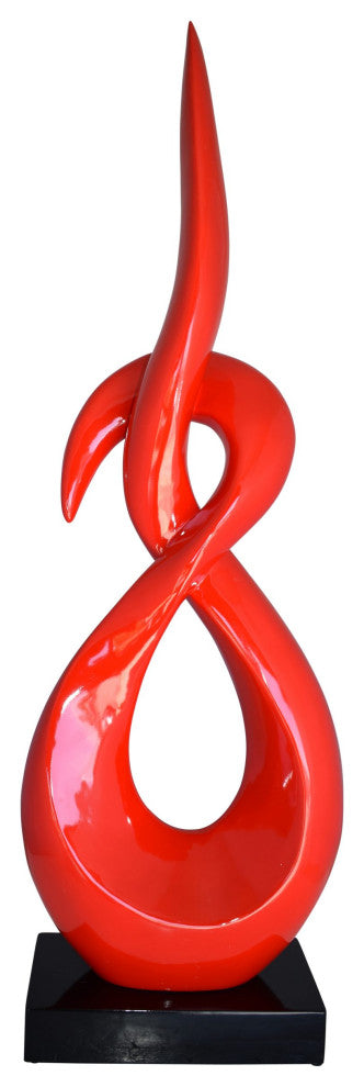 Modern Art Red Eternity Sculpture Made of Resin on A Base Size: 13" x 7" x 42"