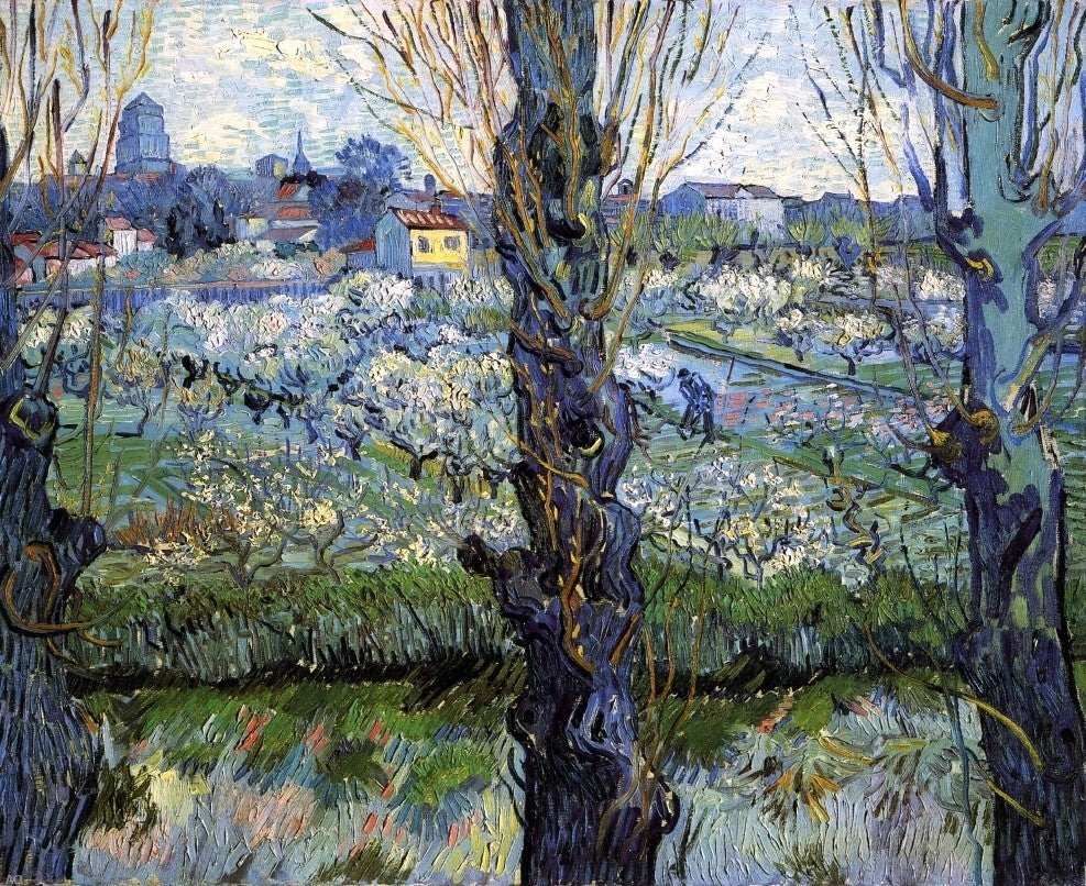 Vincent Van Gogh Orchard in Bloom With Poplars Wall Decal