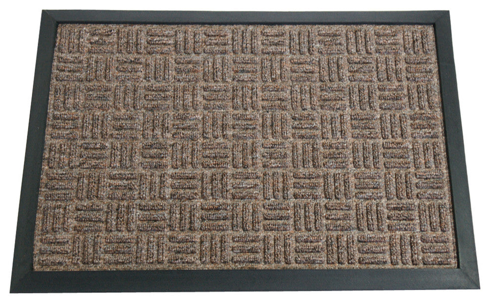 Rubber-Cal "Wellington" Rubber Backed Carpet Mat - 2 x 3 feet - Brown