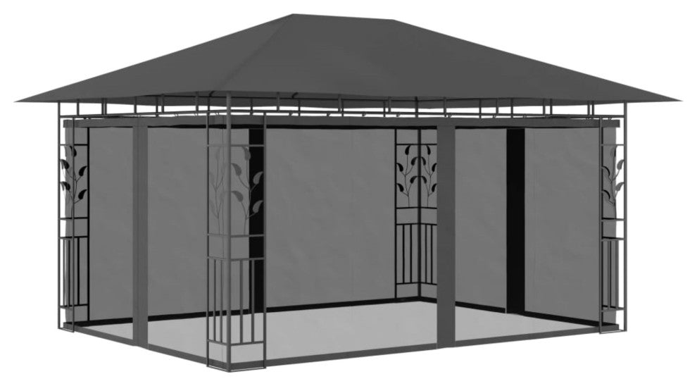 vidaXL Gazebo with Mosquito Net 13.1'x9.8'x9' Anthracite 0.6 oz/ft?