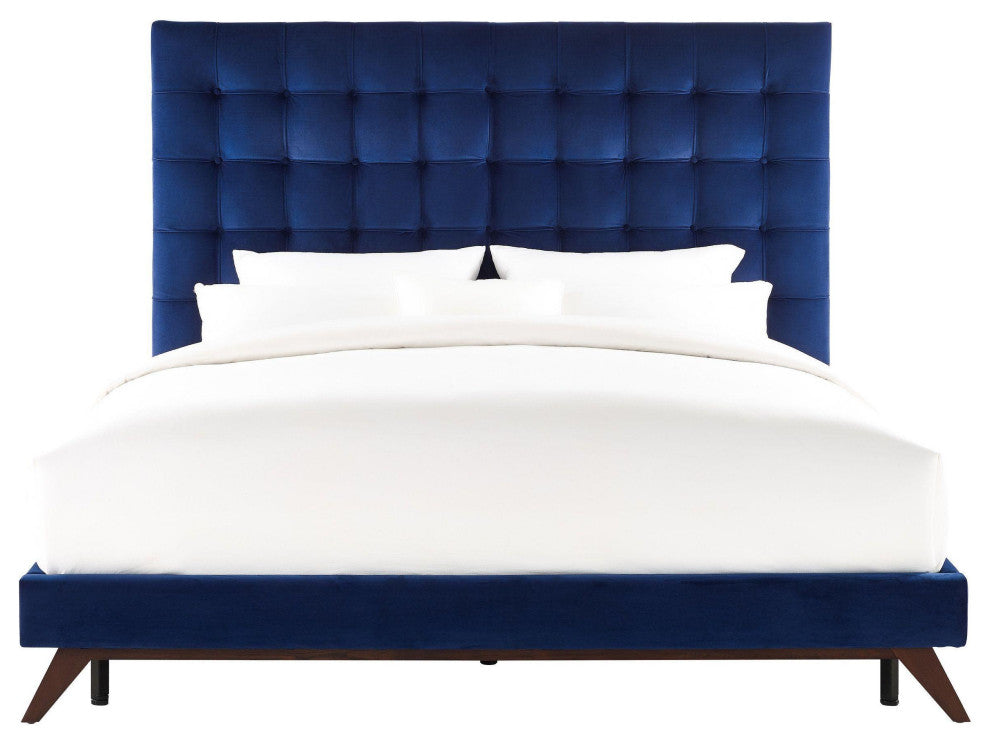 Eden Navy Velvet Bed, King