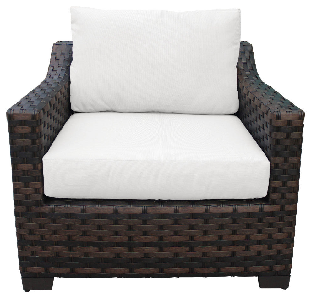 kathy ireland River Brook 5 Piece Wicker Patio Furniture Set, Alabaster