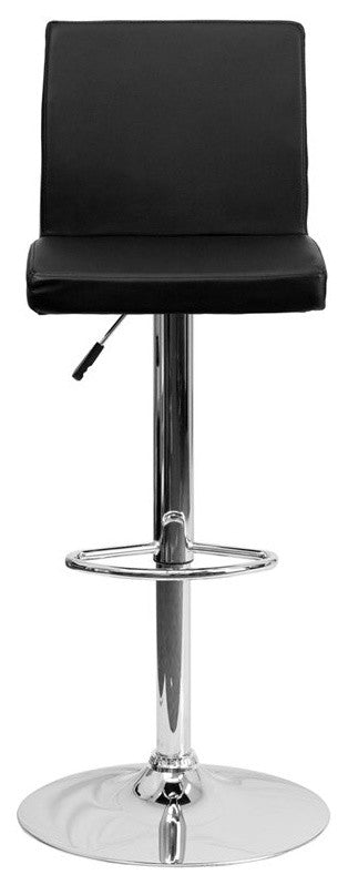 Estella Lori Mid-Back Black Vinyl Swivel Adjustable Barstool