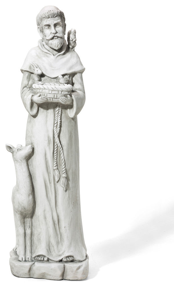 36.25" MGO St. Francis Garden Statue Feeds Animals