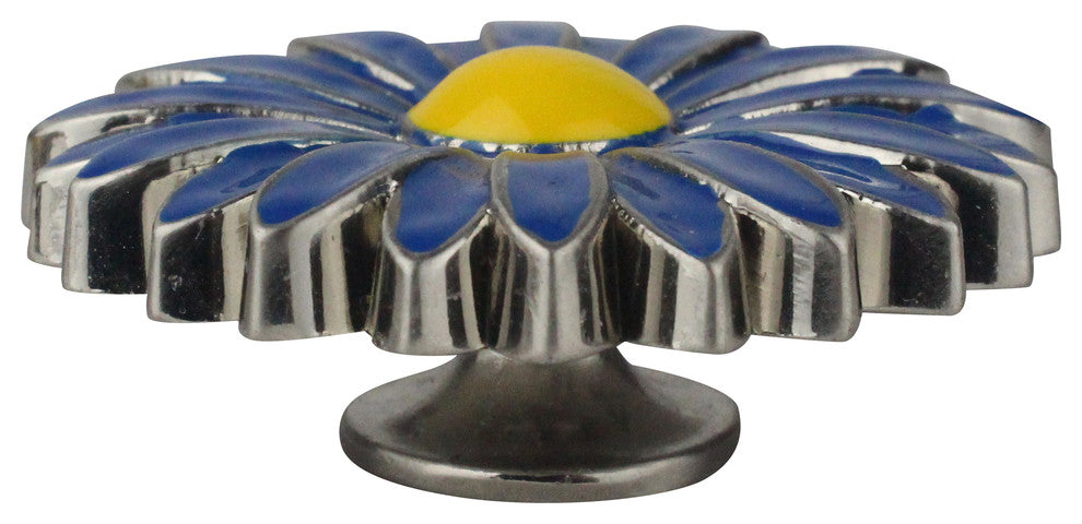 Aster Cabinet and Furniture Knob, Navy Blue With Yellow