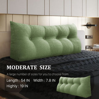 WOWMAX Backrest Wedge Reading Pillow Headboard Linen Blend Lime Green, 54x20x8