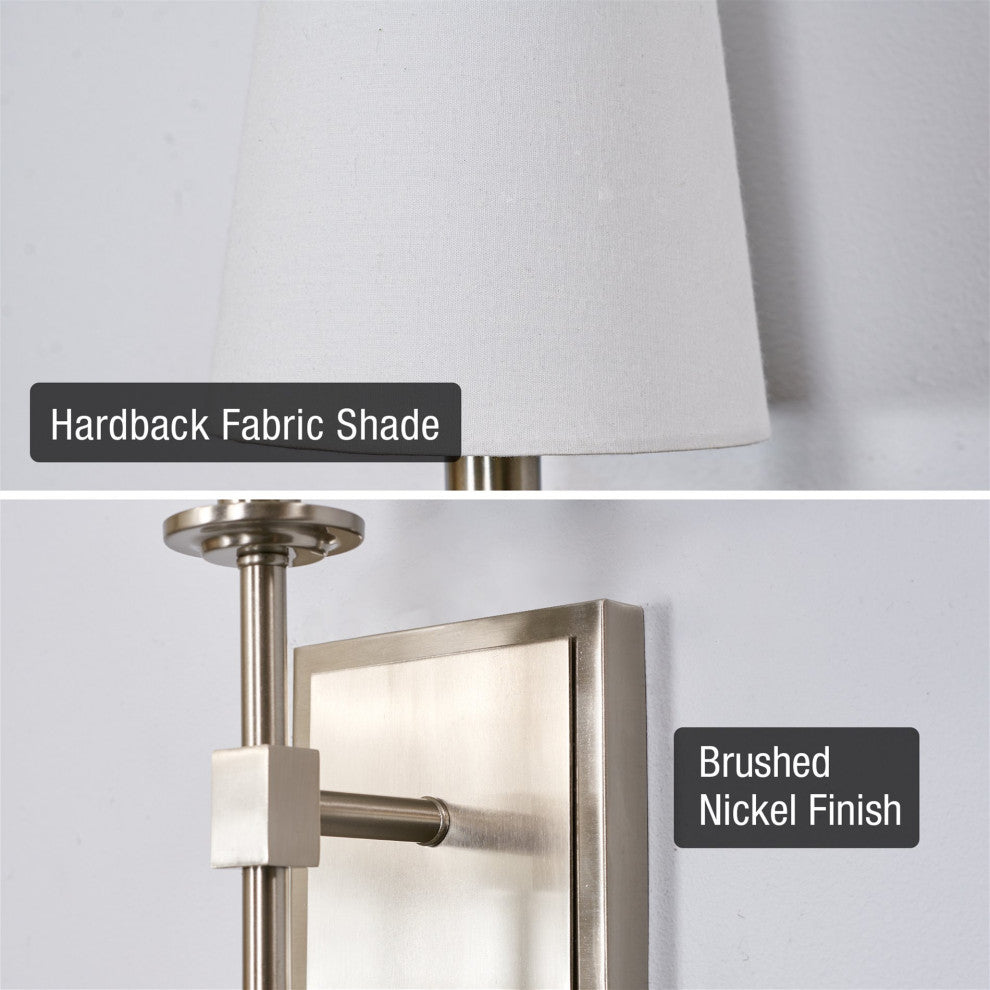 Kira Home Torche 20" Wall Sconce/Wall Light + Linen Shade, Brushed Nickel Finish